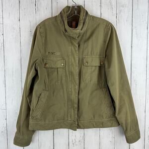 J. Crew Olive Cotton Utility Field Jacket Full-Zip Military 32603 Size Medium